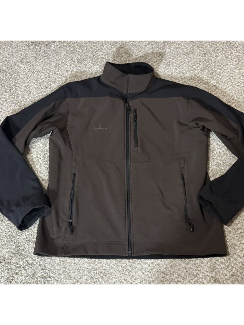 Storm Creek Softshell Jacket Men's XL Brown Black Full Zip Mall of America Logo